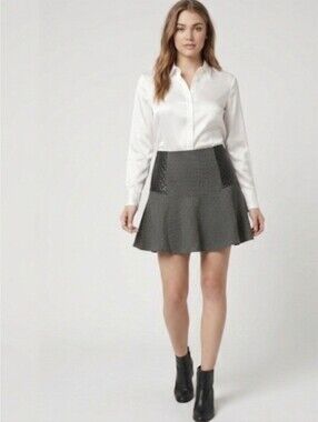 BCBGeneration Black & White Quilted Detail Skater Skirt